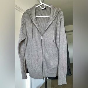 Cotton Ribbed Full Zip Hoodie Sweater
